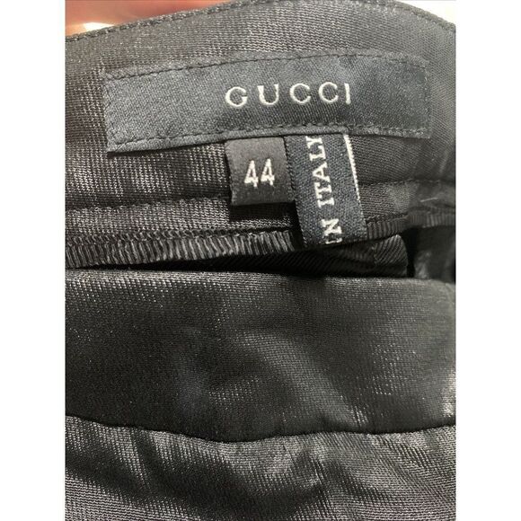 Gucci Authentic Solid Black Shine Fabric High Rise Straight Leg Pants 44 8 Med - Picture 5 of 10